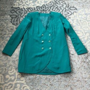 Vintage Double Breasted Button Blazer Green